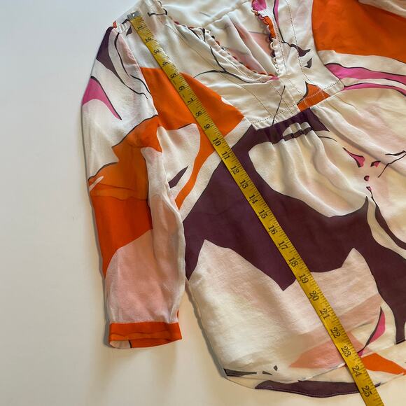 Diane Von Furstenberg DVF Camden Silk Top Womens Size 4 Floral Career Blouse - Picture 8 of 8